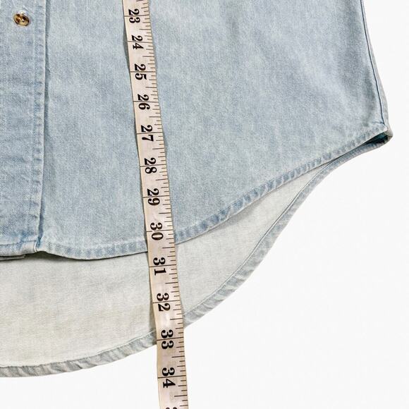 Vintage Denim Shirt Aztec Design Button Up Acid Wash Blue Mens Medium 80s Cowboy - Picture 8 of 10